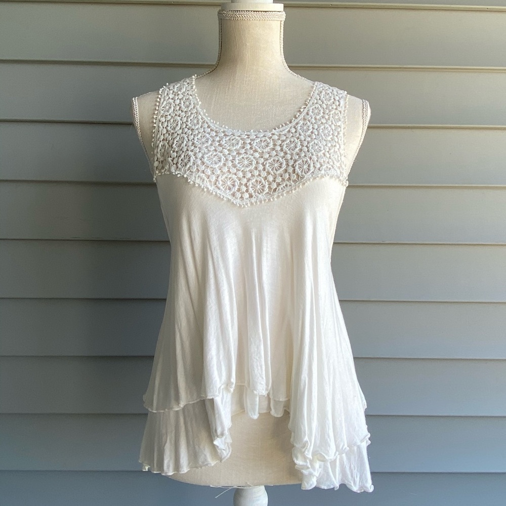 Cream Floral Knit Tank